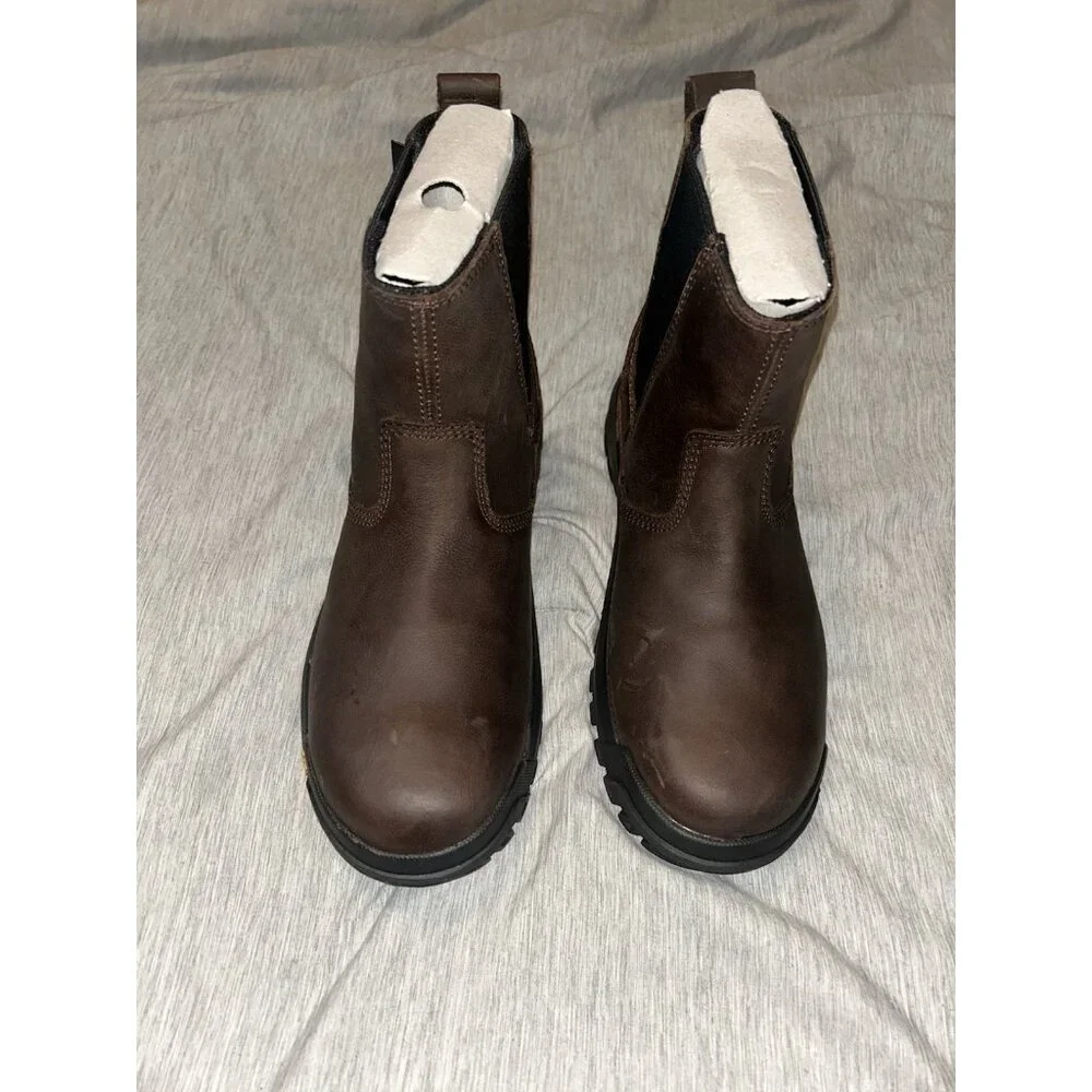 CAT Caterpillar Brown Wheelbase Soft Toe Slip On Outdoor Work Boots Men Size 7.5